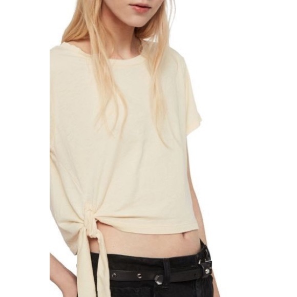 NWT All Saints Side Tie Crop T-Shirt Size Medium - Picture 6 of 9